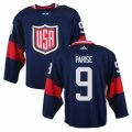 Men Adidas Team USA #9 Zach Parise Blue 2016 World Cup Ice Hockey Jersey