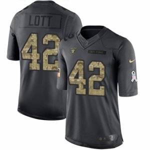 Mens Nike Oakland Raiders #42 Ronnie Lott Limited Black 2016 Salute to Service NFL Jersey