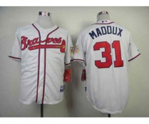 mlb jerseys atlanta braves #31 maddux white[75 th]