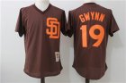 Padres #19 Tony Gwynn Brown 1985 Cooperstown Collection Mesh Batting Practice Jersey