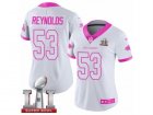 Womens Nike Atlanta Falcons #53 LaRoy Reynolds Limited White Pink Rush Fashion Super Bowl LI 51 NFL Jersey
