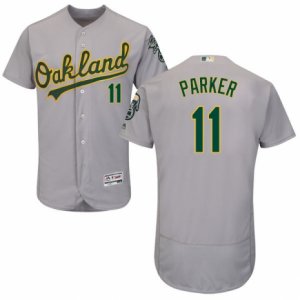 Men\'s Majestic Oakland Athletics #11 Jarrod Parker Grey Flexbase Authentic Collection MLB Jersey