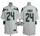 Nike Seattle Seahawks #24 Marshawn Lynch White With C Patch Super Bowl XLVIII NFL Game Jersey