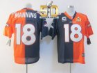 Nike Denver Broncos #18 Peyton Manning Orange Navy Blue Super Bowl 50 Men Stitched NFL Elite Split Jersey