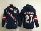 Women NHL New York Rangers #27 Ryan McDonagh blue jerseys(pullover hooded sweatshirt)