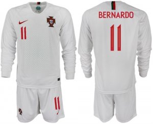 Portugal 11 BERNARDO Away 2018 FIFA World Cup Long Sleeve Soccer Jersey