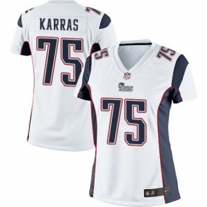 Women\'s Nike New England Patriots #75 Ted Karras Limited White NFL Jersey