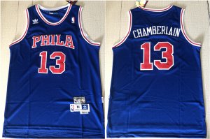 76ers #13 Wilt Chamberlain Blue Hardwood Classics Mesh Jersey