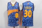 Warriors #30 Stephen Curry Blue Hardwood Classics Jersey