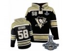 Mens Old Time Hockey Pittsburgh Penguins #58 Kris Letang Authentic Black Sawyer Hooded Sweatshirt 2017 Stanley Cup Champions