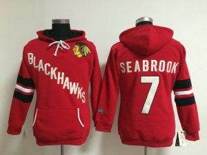 NHL Women Chicago Blackhawks #7 Brent Seabrook red jerseys(Logo Pullover Hoodie)