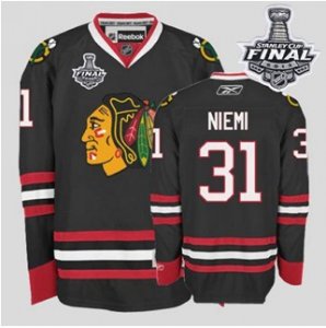 nhl jerseys chicago blackhawks #31 niemi black[2013 stanley cup]