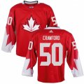 Youth Adidas Team Canada #50 Corey Crawford Premier Red Away 2016 World Cup Ice Hockey Jersey