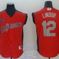 American League #12 Francisco Lindor Red 2019 MLB All Star Game Workout Player Jersey