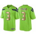 Mens Nike Seattle Seahawks #3 Russell Wilson Green Gold Limited Special Color Rush Jersey