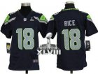 Nike Seattle Seahawks #18 Sidney Rice Steel Blue Super Bowl XLVIII Youth NFL Elite Jersey