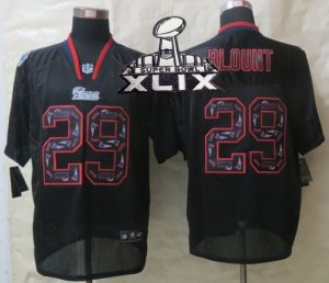 2015 Super Bowl XLIX Nike New England Patriots #29 Blount Black Jerseys(New Lights Out Elite)