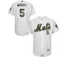 Men's Majestic New York Mets #5 David Wright Authentic White 2016 Memorial Day Fashion Flex Base MLB Jersey