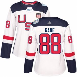 Women\'s Adidas Team USA #88 Patrick Kane Premier White Home 2016 World Cup Hockey Jersey