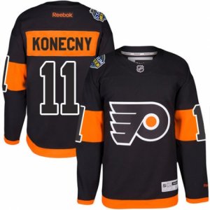 Youth Reebok Philadelphia Flyers #11 Travis Konecny Authentic Black 2017 Stadium Series NHL Jersey