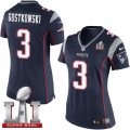 Womens Nike New England Patriots #3 Stephen Gostkowski Elite Navy Blue Team Color Super Bowl LI 51 NFL Jersey