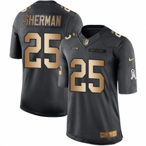 Men\'s Nike Seattle Seahawks #25 Richard Sherman Limited Black Gold Salute to Service NFL Jersey