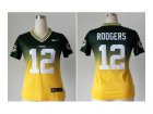 Nike women jerseys green bay packers #12 aaron rodgers green-yellow[Elite II drift fashion]