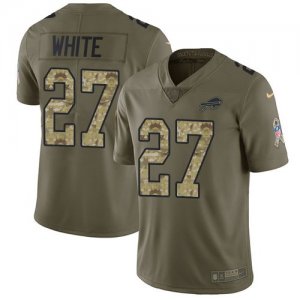 Nike Bills #27 TreDavious White Olive Camo Salute To Service Limited Jersey