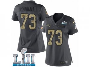 Women Nike New England Patriots #73 John Hannah Limited Black 2016 Salute to Service Super Bowl LII NFL Jersey