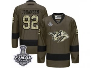 Mens Reebok Nashville Predators #92 Ryan Johansen Premier Green Salute to Service 2017 Stanley Cup Final NHL Jersey