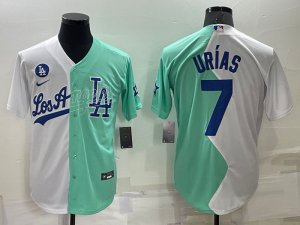 Dodgers# 7 Julio Urias White Green Nike Split 2022 MLB All-Star Jersey