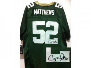 Nike Green Bay Packers #52 Clay Matthews Green Jerseys(Signed Elite)