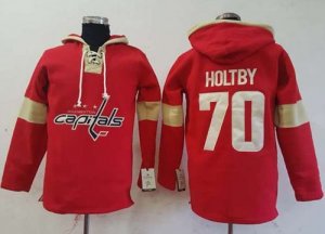 Mens Washington Capitals #70 Braden Holtby Red Pullover Hoodie Stitched NHL Jersey