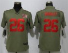 Nike Giants #26 Saquon Barkley Olive Women Salute To Service Limited Jersey