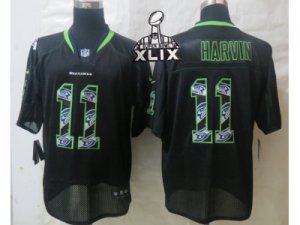 2015 Super Bowl XLIX Nike Seattle Seahawks #11 Harvin Black Jerseys(Lights Out Stitched Elite)