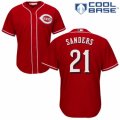 Mens Majestic Cincinnati Reds #21 Reggie Sanders Authentic Red Alternate Cool Base MLB Jersey