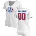 New York Jets NFL Pro Line by Fanatics Branded Womens Any Name & Number Banner Wave V Neck T-Shirt White
