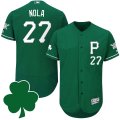 2016 Men Pittsburgh Pirates #27 Aaron Nola St. Patricks Day Green Celtic Flexbase Authentic Collection Jersey