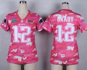 Nike Women New England Patriots #12 Tom Brady Salute to Service New Pink Camo jerseys