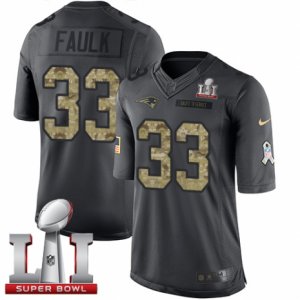 Youth Nike New England Patriots #33 Kevin Faulk Limited Black 2016 Salute to Service Super Bowl LI 51 NFL Jersey