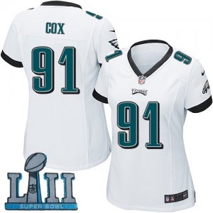 Nike Philadelphia Eagles #91 Fletcher Cox White Wo 2018 Super Bowl LII Game Jersey