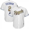 Youth Kansas City Royals #2 Alcides Escobar White 2015 World Series Champions Gold Program Cool Base Stitched MLB Jersey