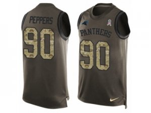 Men\'s Nike Carolina Panthers #90 Julius Peppers Limited Green Salute to Service Tank Top NFL Jersey