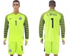 Chile #1 C.Bravo Green Long Sleeves Goalkeeper Soccer Country Jersey