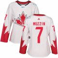 Women's Adidas Team Canada #7 Jake Muzzin Premier White Home 2016 World Cup Hockey Jersey