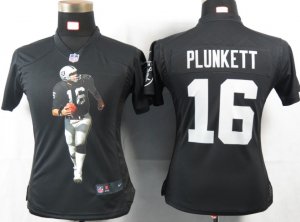 Women Nike Oakland Raiders #16 Plunkett Black Portrait Fashion Game Jersey