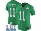 Women Nike Philadelphia Eagles #11 Carson Wentz Limited Green Rush Vapor Untouchable Super Bowl LII NFL Jersey
