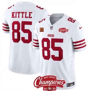 Men\'s San Francisco 49ers #85 George Kittle White 2023 F.U.S.E. With 4-star C And NFC West Champions Football Stitched Jersey