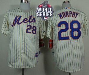 New York Mets #28 Daniel Murphy Cream(Blue Strip) Alternate Cool Base W 2015 World Series Patch Stitched MLB Jersey