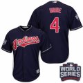 Youth Majestic Cleveland Indians #4 Juan Uribe Authentic Navy Blue Alternate 1 2016 World Series Bound Cool Base MLB Jersey